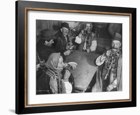 Peasants Drinking Beer in a Village Inn in the Ruthenia Section of the Country-Margaret Bourke-White-Framed Photographic Print