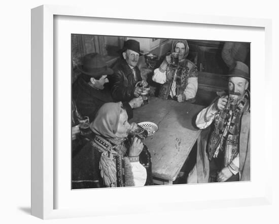 Peasants Drinking Beer in a Village Inn in the Ruthenia Section of the Country-Margaret Bourke-White-Framed Photographic Print