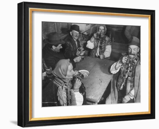 Peasants Drinking Beer in a Village Inn in the Ruthenia Section of the Country-Margaret Bourke-White-Framed Photographic Print