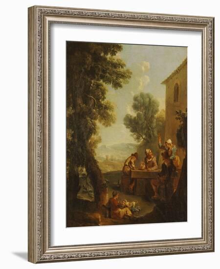 Peasants Drinking by a Farmhouse-Paolo Monaldi-Framed Giclee Print