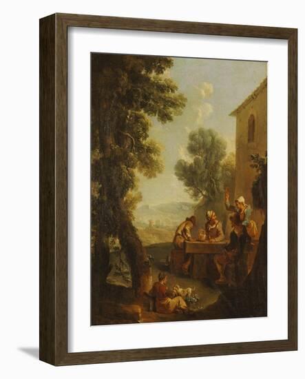 Peasants Drinking by a Farmhouse-Paolo Monaldi-Framed Giclee Print