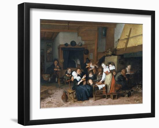 Peasants Eating Waffles in a Tavern on a Feast Day, 1693)-Jan Brueghel the Elder-Framed Giclee Print
