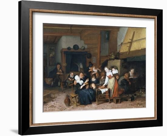 Peasants Eating Waffles in a Tavern on a Feast Day, 1693)-Jan Brueghel the Elder-Framed Giclee Print