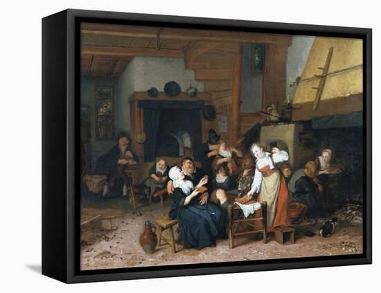 Peasants Eating Waffles in a Tavern on a Feast Day, 1693)-Jan Brueghel the Elder-Framed Premier Image Canvas