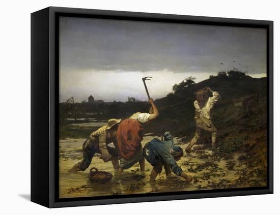 Peasants Harvesting Potatoes During Flooding of Rhine in 1852-Gustave Brion-Framed Premier Image Canvas