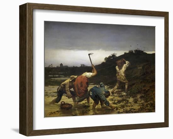 Peasants Harvesting Potatoes During Flooding of Rhine in 1852-Gustave Brion-Framed Giclee Print