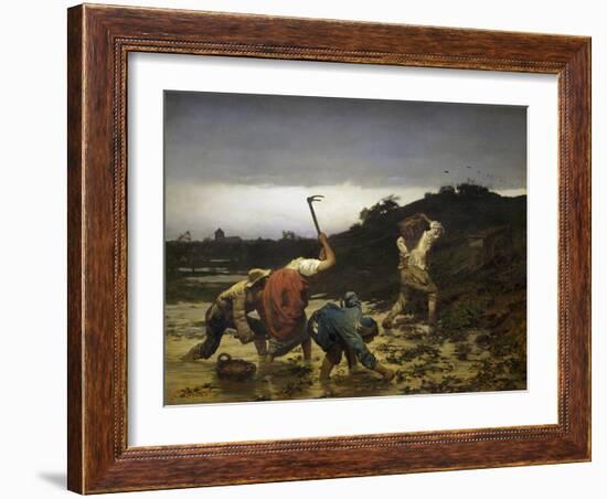 Peasants Harvesting Potatoes During Flooding of Rhine in 1852-Gustave Brion-Framed Giclee Print