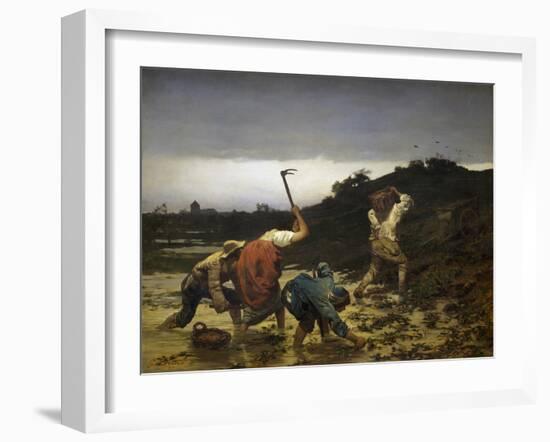 Peasants Harvesting Potatoes During Flooding of Rhine in 1852-Gustave Brion-Framed Giclee Print