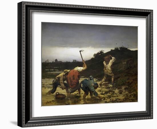 Peasants Harvesting Potatoes During Flooding of Rhine in 1852-Gustave Brion-Framed Giclee Print