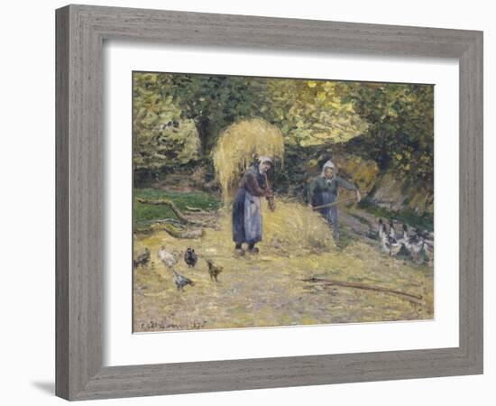 Peasants Heaving Straw, Montfoucault, 1875-Camille Pissarro-Framed Giclee Print