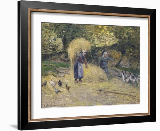 Peasants Heaving Straw, Montfoucault, 1875-Camille Pissarro-Framed Giclee Print