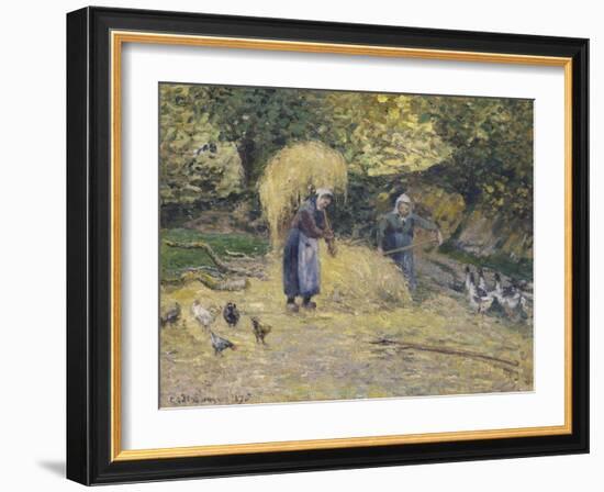 Peasants Heaving Straw, Montfoucault, 1875-Camille Pissarro-Framed Giclee Print