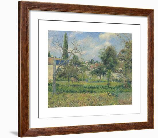 Peasants in the Fields, Pontoise-Camille Pissarro-Framed Premium Giclee Print