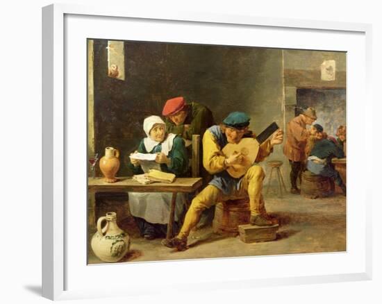 Peasants Making Music in an Inn, c.1635-David Teniers the Younger-Framed Giclee Print