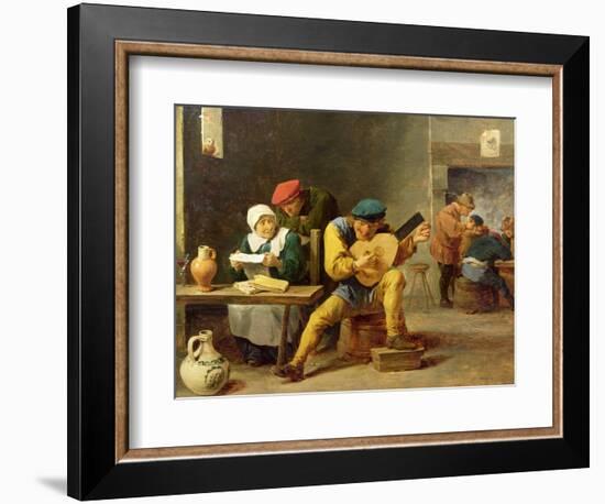 Peasants Making Music in an Inn, c.1635-David Teniers the Younger-Framed Giclee Print