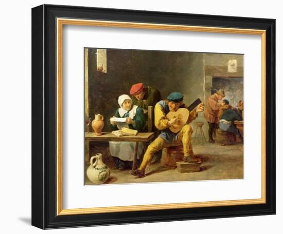 Peasants Making Music in an Inn, c.1635-David Teniers the Younger-Framed Giclee Print