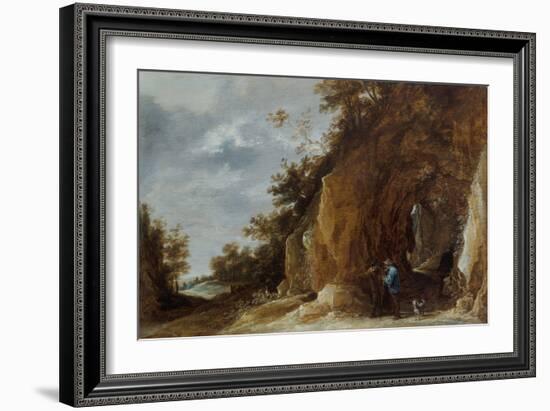 Peasants Resting on a Path in a Rocky Wooded Landscape, 17Th Century (Oil on Panel, a Pair)-David the Younger Teniers-Framed Giclee Print