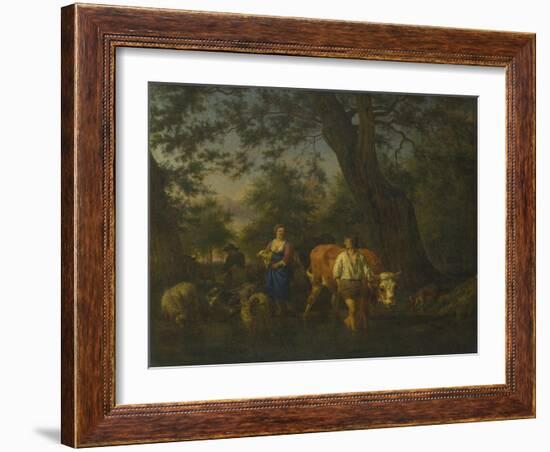 Peasants with Cattle Fording a Stream, Ca 1662-Adriaen van de Velde-Framed Giclee Print