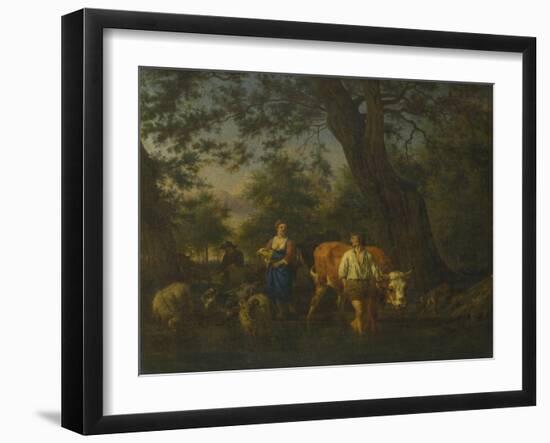 Peasants with Cattle Fording a Stream, Ca 1662-Adriaen van de Velde-Framed Giclee Print