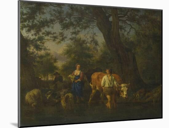 Peasants with Cattle Fording a Stream, Ca 1662-Adriaen van de Velde-Mounted Giclee Print