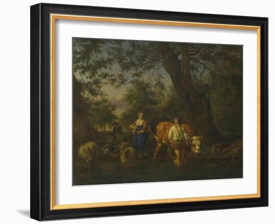 Peasants with Cattle Fording a Stream, Ca 1662-Adriaen van de Velde-Framed Giclee Print