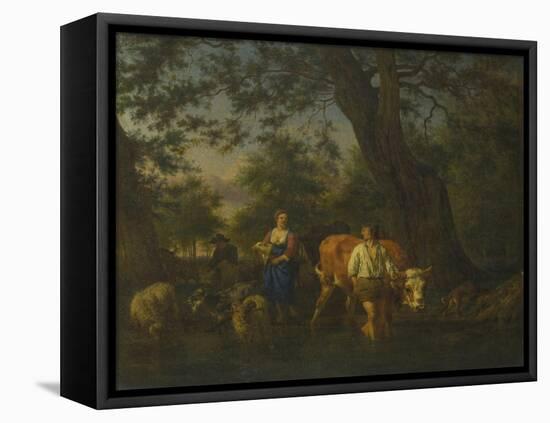 Peasants with Cattle Fording a Stream, Ca 1662-Adriaen van de Velde-Framed Premier Image Canvas