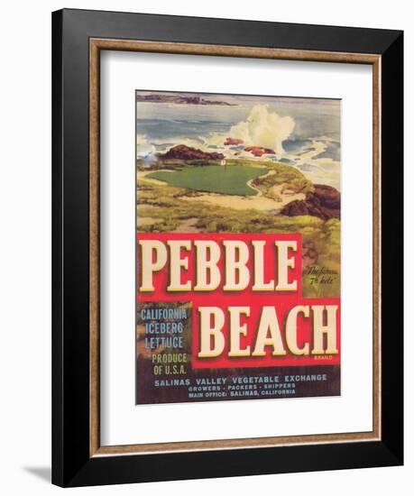 Pebble Beach Lettuce Label - Salinas, CA-Lantern Press-Framed Art Print