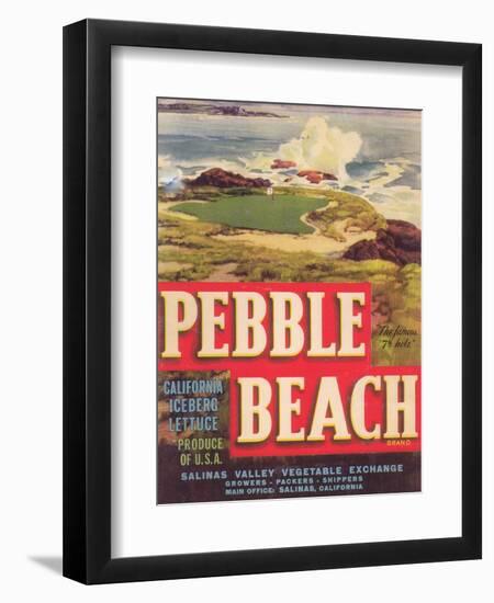 Pebble Beach Lettuce Label - Salinas, CA-Lantern Press-Framed Art Print