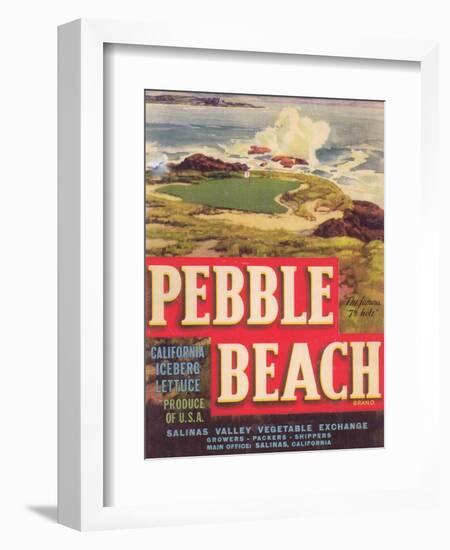 Pebble Beach Lettuce Label - Salinas, CA-Lantern Press-Framed Art Print