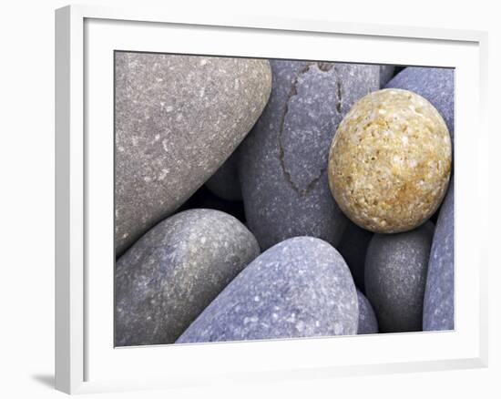 Pebbles in Sandymouth Beach, Cornwall, UK-Nadia Isakova-Framed Photographic Print