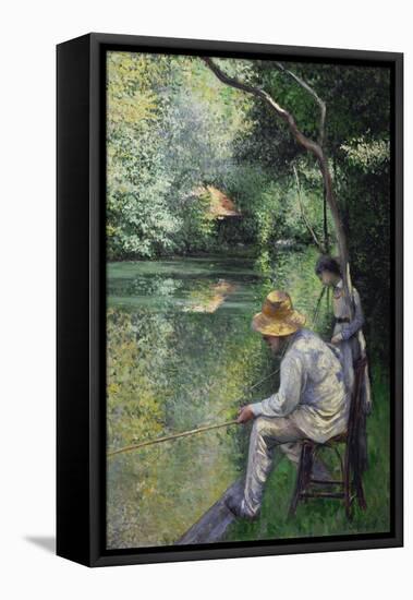 Peche a la ligne-Angling, 1878 Oil on canvas, 157 x 113 cm.-Gustave Caillebotte-Framed Premier Image Canvas