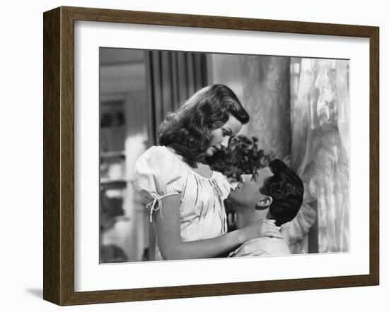 Peche Mortel LEAVE HER TO HEAVEN by JohnStahl with Gene Tierney and Cornel Wilde, 1945 (b/w photo)-null-Framed Photo