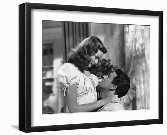 Peche Mortel LEAVE HER TO HEAVEN by JohnStahl with Gene Tierney and Cornel Wilde, 1945 (b/w photo)-null-Framed Photo