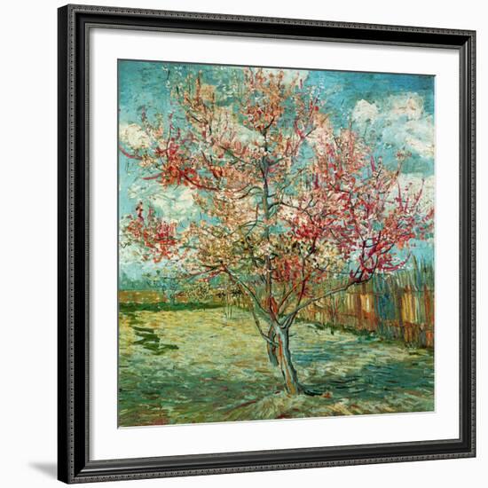 Pêcher en fleurs (Souvenir de Mauve) (Détail)-Vincent van Gogh-Framed Art Print