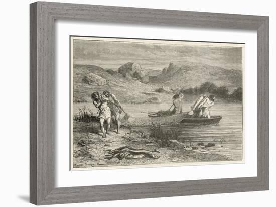 Pecheurs a L'Epoque De La Pierre Polie-Emile Antoine Bayard-Framed Giclee Print