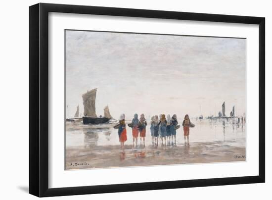 Pecheuses a Berck, 1875-Eugène Boudin-Framed Giclee Print