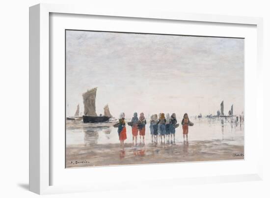 Pecheuses a Berck, 1875-Eugène Boudin-Framed Giclee Print