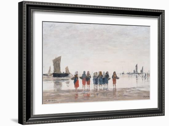 Pecheuses a Berck, 1875-Eugène Boudin-Framed Giclee Print