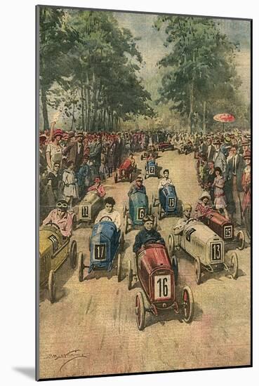Pedal Car Race, Bologna-Achille Beltrame-Mounted Art Print