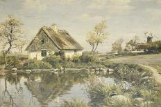 A Cottage by a Pond-Peder Mork Monsted-Giclee Print