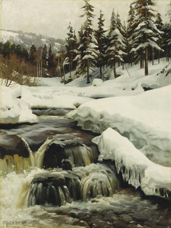A Winter Landscape with a Mountain Torrent' Giclee Print - Peder