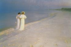 Summer Evening on the Skagen Southern Beach with Anna Ancher and Marie Kroyer, 1893-Peder Severin Kroyer-Framed Giclee Print