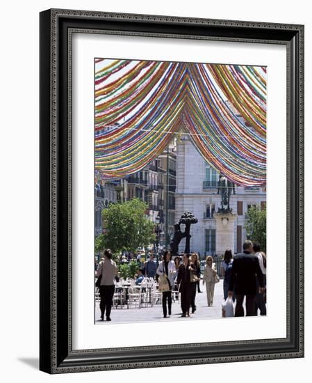 Pedestrian Street with Decorations, Puerta Del Sol, Madrid, Spain-Jeremy Bright-Framed Photographic Print