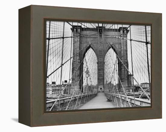 Pedestrian Walkway on the Brooklyn Bridge-Bettmann-Framed Premier Image Canvas