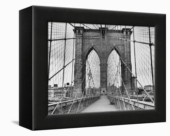 Pedestrian Walkway on the Brooklyn Bridge-Bettmann-Framed Premier Image Canvas