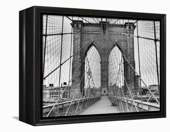 Pedestrian Walkway on the Brooklyn Bridge-Bettmann-Framed Premier Image Canvas