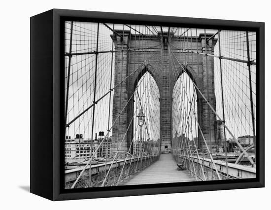 Pedestrian Walkway on the Brooklyn Bridge-Bettmann-Framed Premier Image Canvas