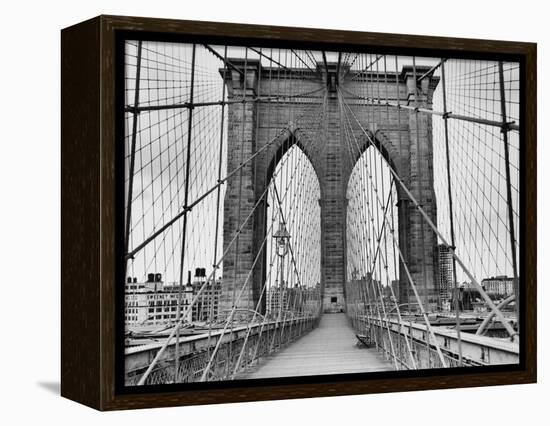 Pedestrian Walkway on the Brooklyn Bridge-Bettmann-Framed Premier Image Canvas