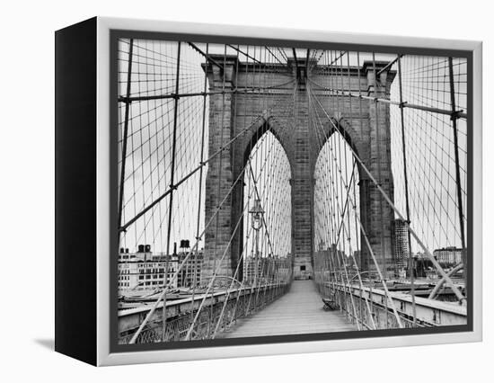 Pedestrian Walkway on the Brooklyn Bridge-Bettmann-Framed Premier Image Canvas