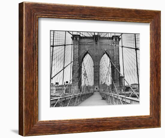 Pedestrian Walkway on the Brooklyn Bridge-Bettmann-Framed Photographic Print